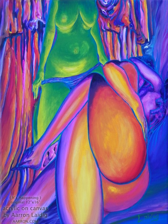 It's Happening acrylic on stretched canvas erotic art by Aarron Laidig