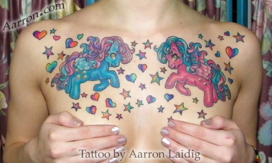 Two made up my little ponies for a fab My Little Pony chest tattoo