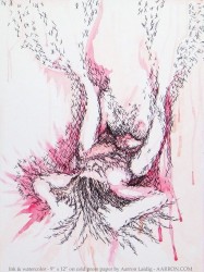 Erotic pen and ink with watercolor artwork by erotic artist Aarron Laidig