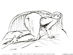 steph number three nude figure sketch in ink