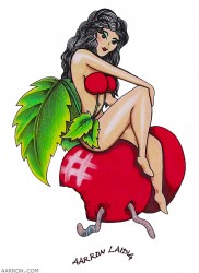 Bad Cherry Tattoo styled pinup girl with a worm