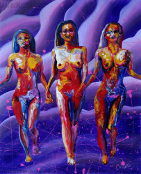 Three Girlfriends Painting By Aarron Laidig