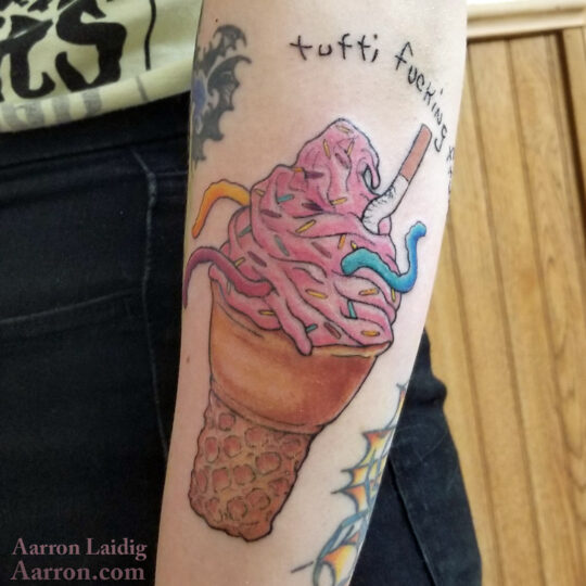 Tutti Fucking Fruity Ice Cream cone tattoo